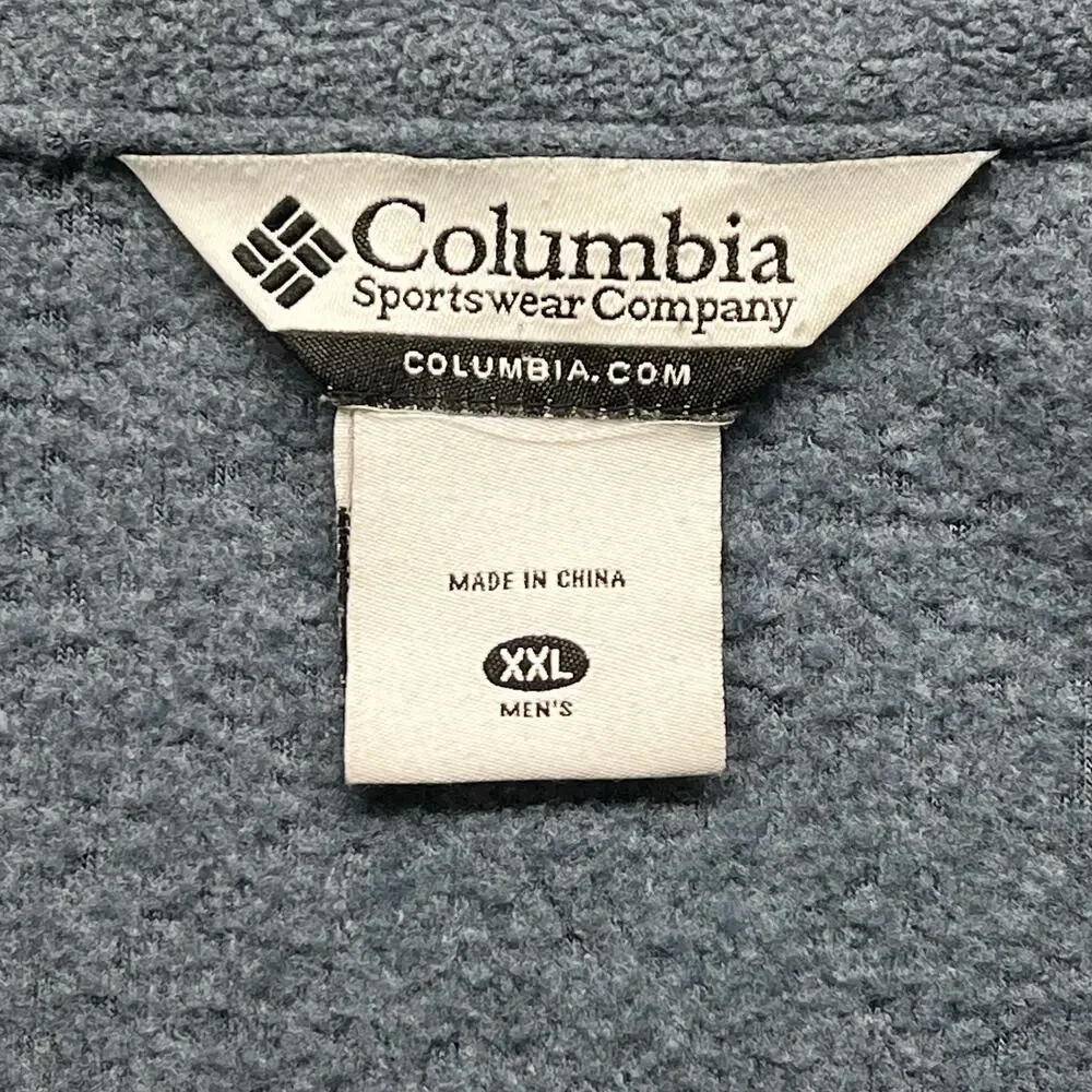 Columbia Polyester Viscose Blue-Gray Solid Long Sleeve Fleece Jacket Mens XXL - Picture 3 of 5